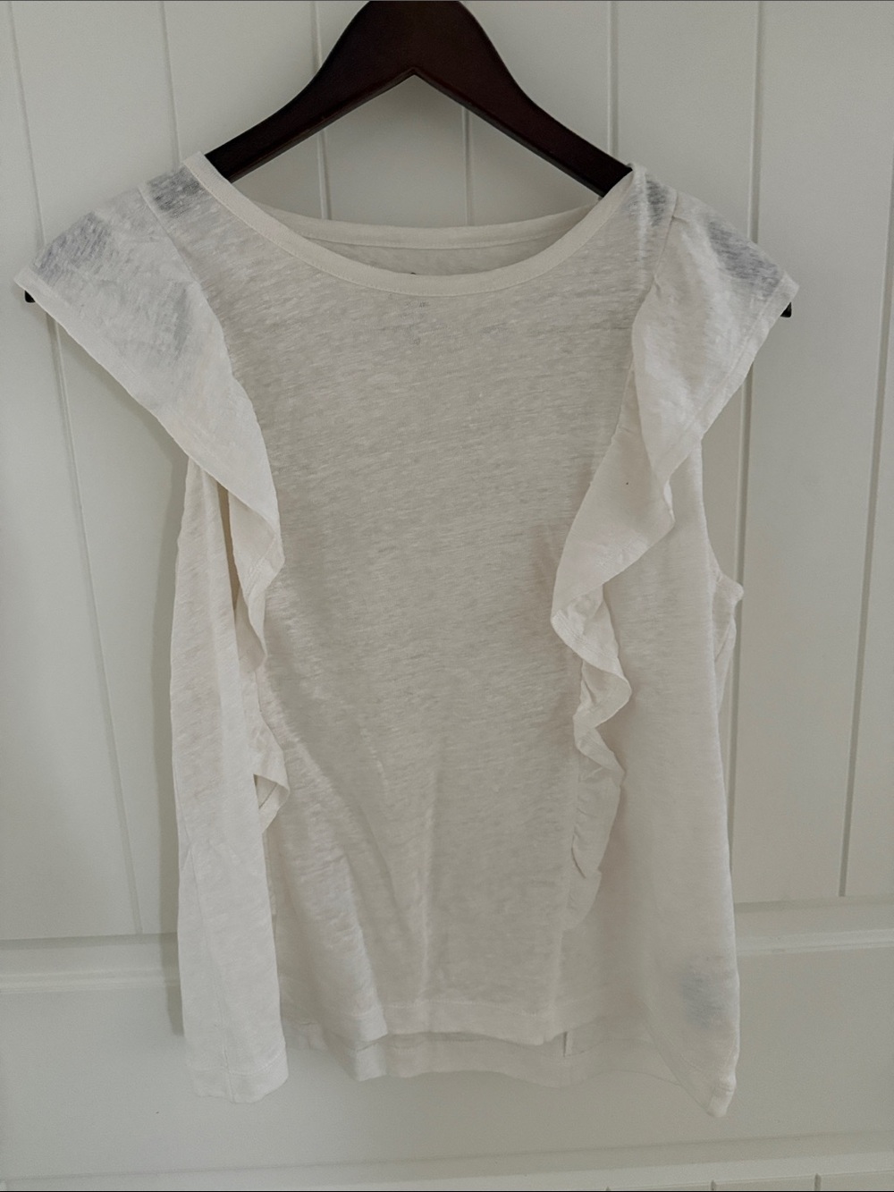 J. Crew Cream Ruffle-Trim Tank Top